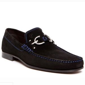 Donald Pliner Dacio Suede Loafers Black - Size 10‎